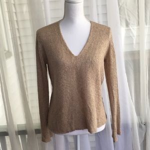 Zara Knit tan V neck sweater‎